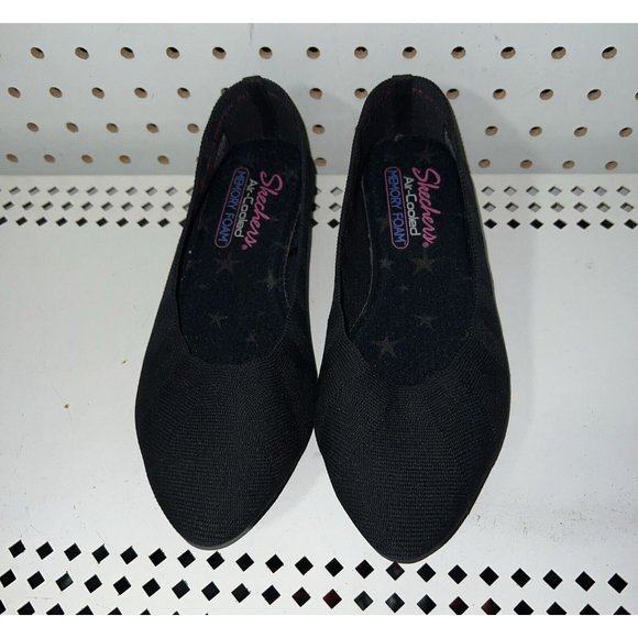 Skechers Cleo Bewitch Womens Slip On Ballet Flats Size 7 Black Memory Foam Knit - Picture 4 of 8